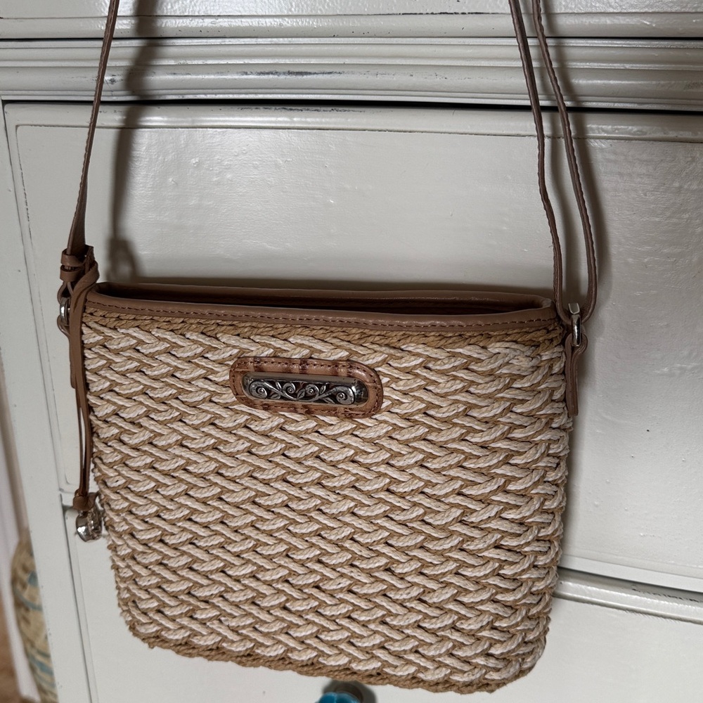 Brighton Emme woven crossbody bag with heart charm and dust bag